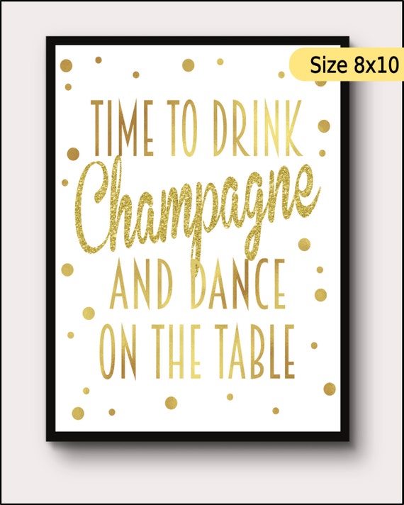 Gold Glitter Quote Print Printable art wall decor party