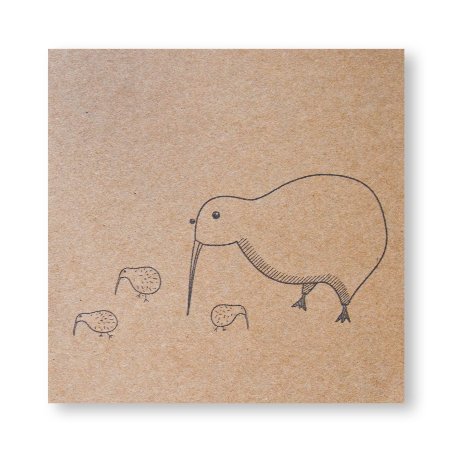 Kiwi Bird Handmade Illustrated Card Mother Kiwi New Zealand