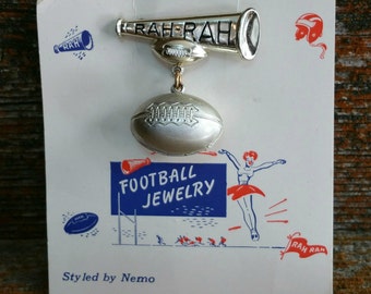 Vintage Plastic Football Pin, Rah Rah Cheerleading Pin, Football Brooch, Collectible Brooch Pin, Shawl Pin, Scarf Pin