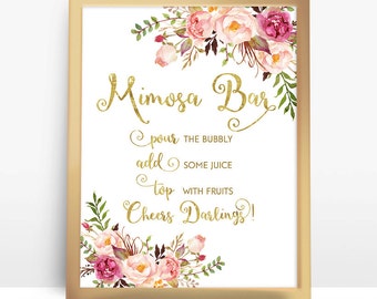 Mimosa bar sign, mimosa sign, bridal shower mimosa sign, mimosa bar signage, Brunch mimosa sign, mimosa bar printable, printable mimosa sign
