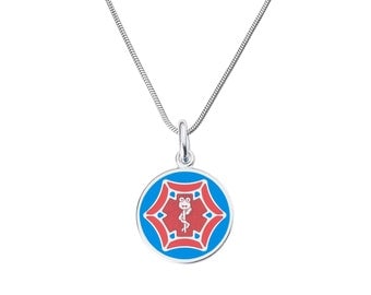 Dr. Spider Jr. 316L 1" Medical Alert ID Pendant Neckalce w/ Snake Chain-Free Engraving, Wallet Card, Apps-5780