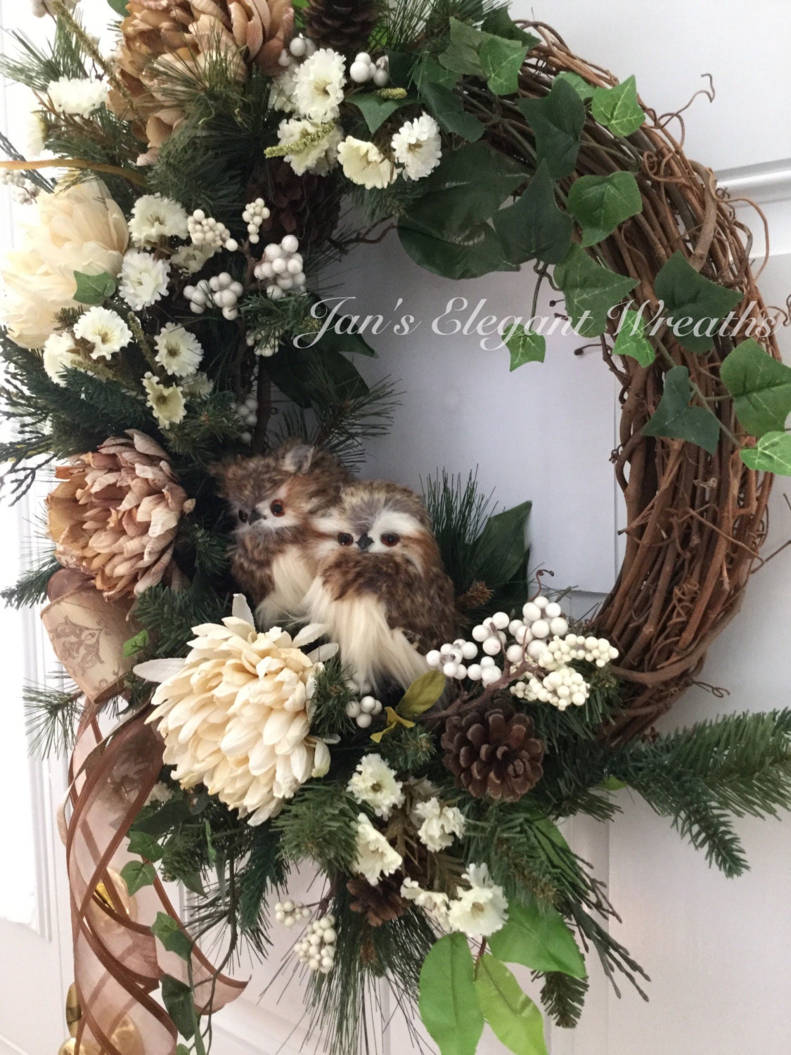 Winter Owl Wreath. Winter Wreath. Christmas Wreath. Luxury