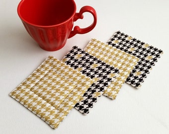 Fabric Coasters - Houndstooth Coasters - Set of 4