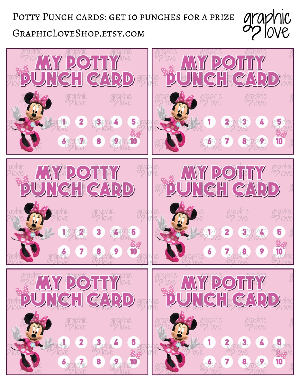 Printable Minnie Mouse Pink Potty Training Chart, FREE 