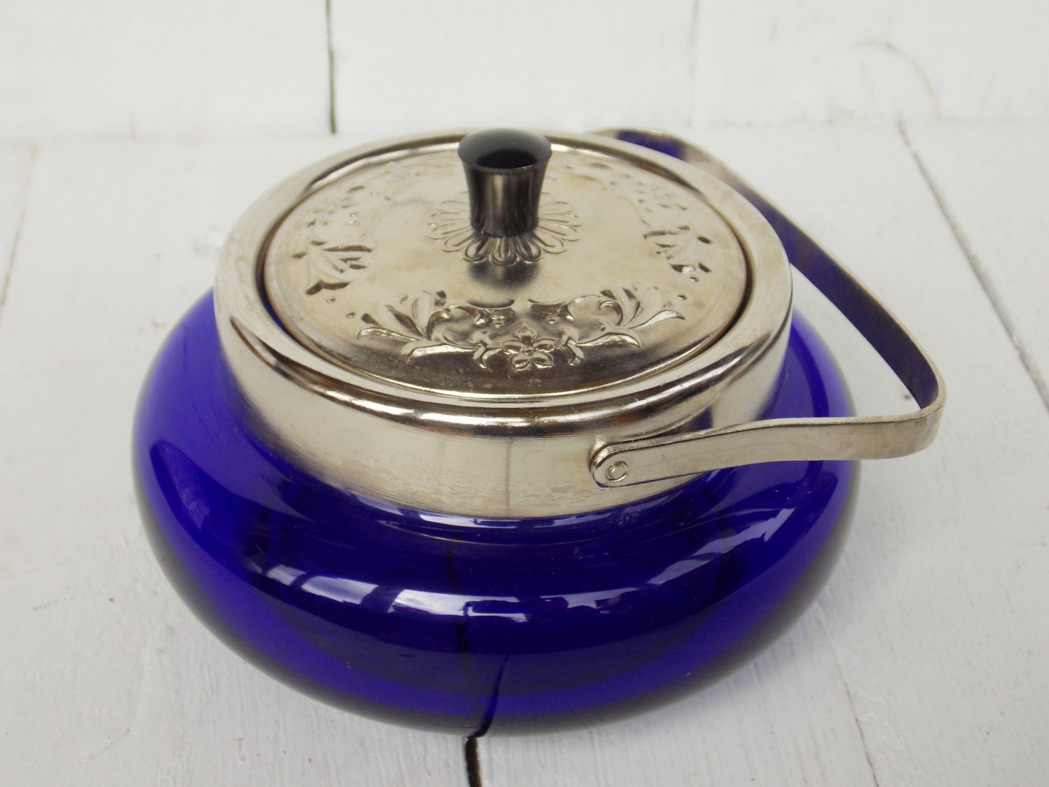 Antique Sugar bowl Cobalt Blue Glass Cobalt Blue by VintageUSSRera