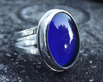 Sterling Silver Mood Ring with Glass Mood Stone
