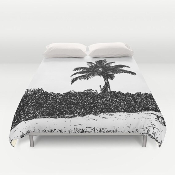 Items similar to Palm Tree Black and White, Duvet Cover, Modern Bedding,Bedroom Decor,Home