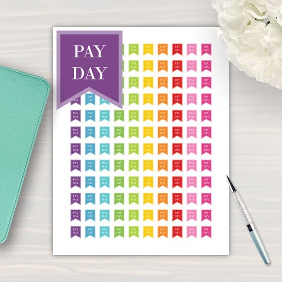 Pay Day Flags Flag Stickers Printable Planner By AlakazooDesigns