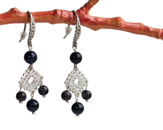 50% OFF Black sparkly earrings, Black chandelier earrings, Sparkly chandelier earrings, Sparkle earrings, Black glitter earrings