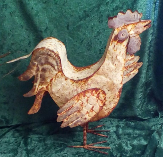 large metal chicken statue