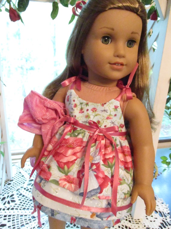 Pink & Blue Doll Dress and Sweater or Shrug to fit your