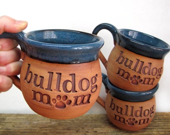 English Bulldog Pottery Mug, Handmade Bulldog Mom Mug, French Bulldog Pottery, Dog Lover Gift, English Bulldog Art Gifts