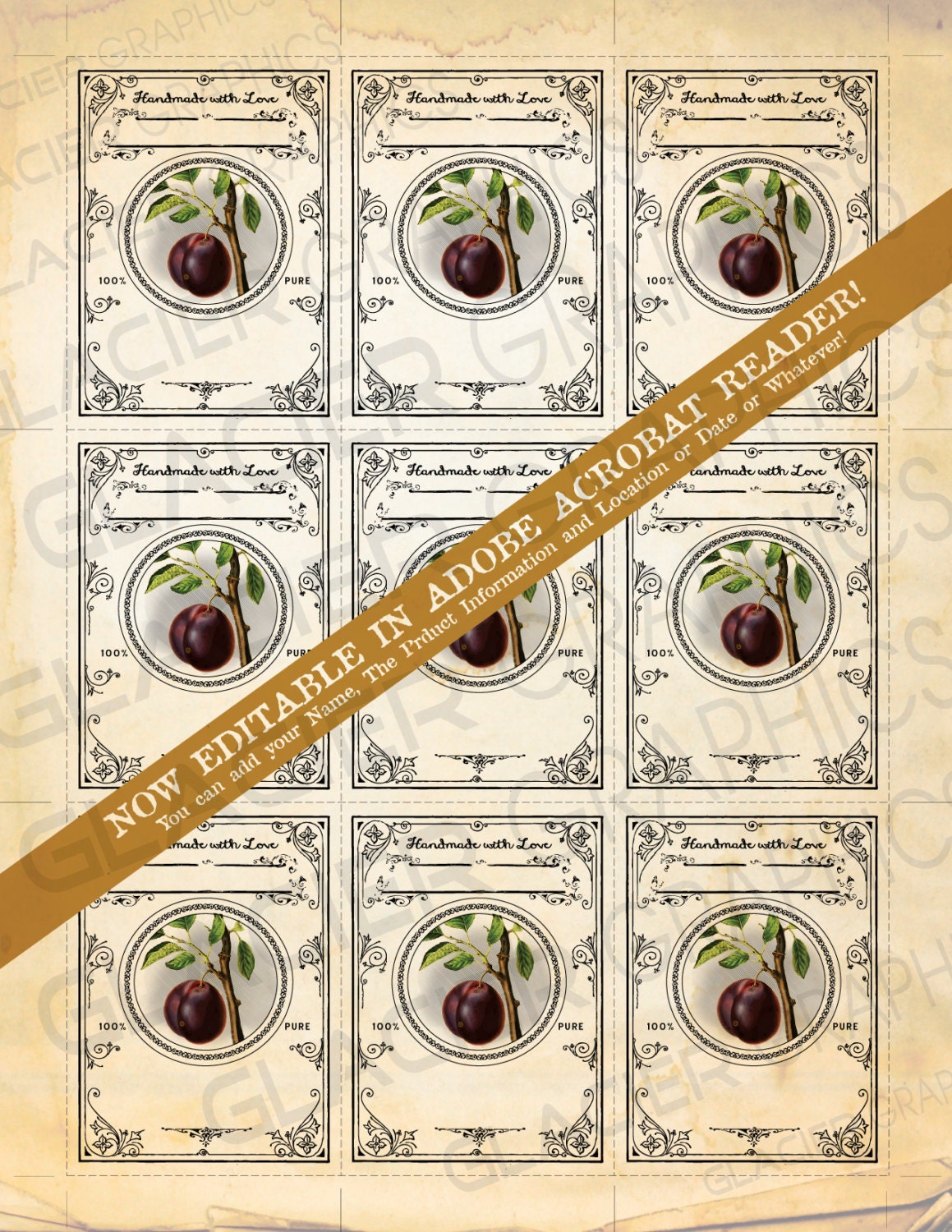 Plum Label Plums Jam Label Plum Canning Labels Download EDITABLE ...