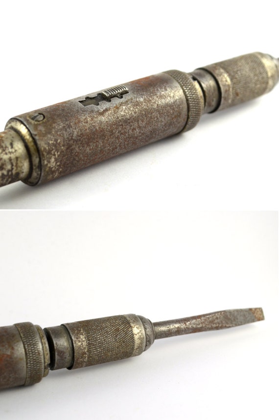 Old Ratchet Screwdriver, Vintage Hand Screwdriver, Flat Head Tip