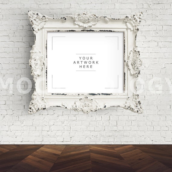 Download 8x10 Horizontal Frame Mockup White Baroque Frame Mockup