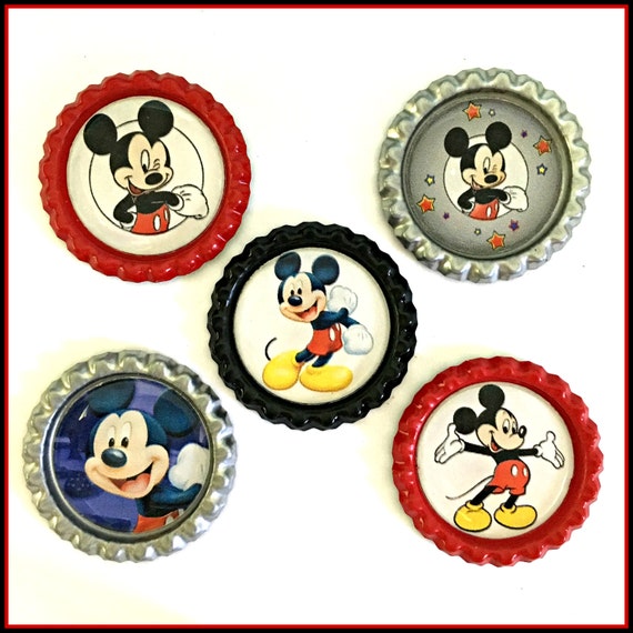 Mickey Mouse Finished Bottle Caps by BottleBlondeCrafts on Etsy