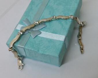 925 link bracelet with crystals 60s SA181