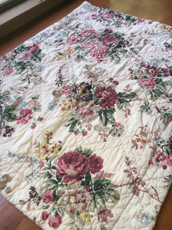 Vintage Laura Ashley Floral Quilted Pillow Sham Set Vintage
