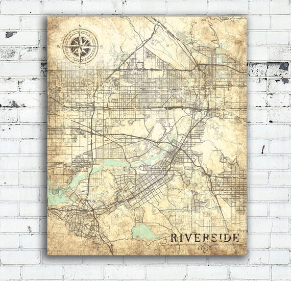 RIVERSIDE Canvas Print CA California Vintage map Riverside