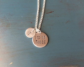 I Love My Tribe hand stamped necklace
