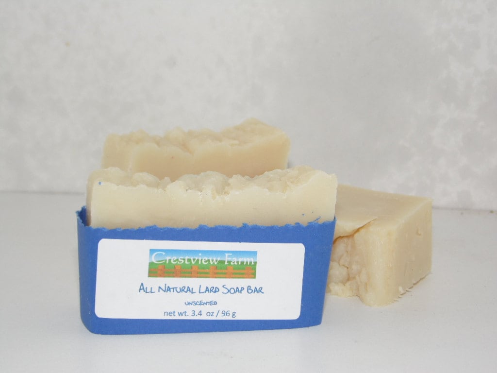 Medium AllNatural Lard Soap Bar Unscented Soap by CrestviewFarm