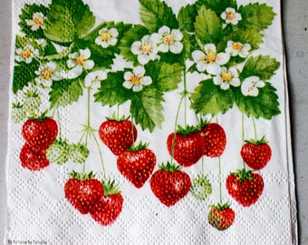 Decoupage napkin for decoupage Paper napkin strawberry berry food kitchen Decoupage napkins scrapbooking paper craft decoupage