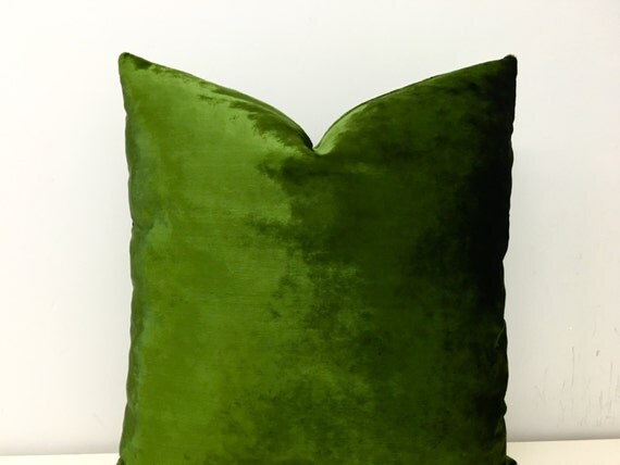 Moss Green Velvet Pillow Covers Green Pillow by artdecopillow