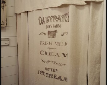 Grain sack Window or Shower Curtain--Daisypatch pattern