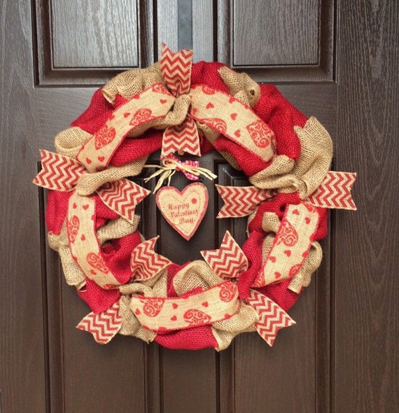 Valentines Day Wreath V Day Wreath Red and White Wreath