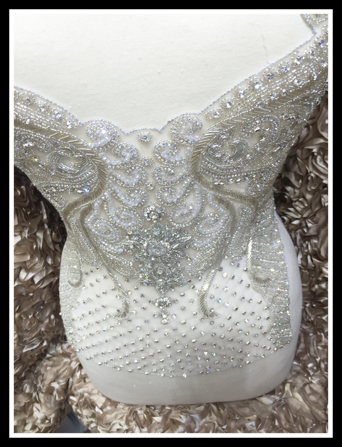 Designer Full Body Rhinestone Applique Beaded Wedding Dress 1255