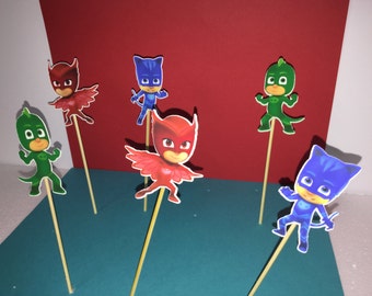 PJ Mask cupcake topper, party solution decoration, theme cupcake, birthday cupcake toppers, PJ Mask inspired