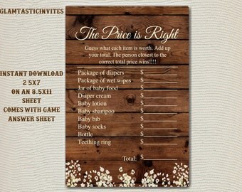 The Price is right Baby Shower Game Printable, Baby Shower Games, Baby Shower Price is Right, Digital file, Baby Shower Game, Download