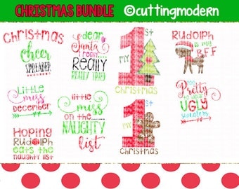 Christmas SVG Cut File Bundle - PNG Included - 9 Files- - Vinyl- Cricut- Silhouette Cameo- Diy projects-