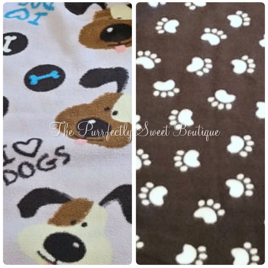 Fleece Dog Blanket I Love Dogs Brown & Ivory Dogs on a