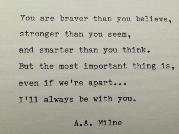 Winnie the Pooh love quote hand typed on antique typewriter