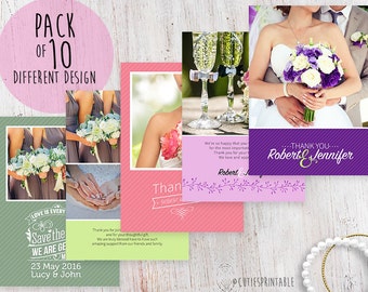Wedding Thank You Card - Photoshop template - INSTANT DOWNLOAD