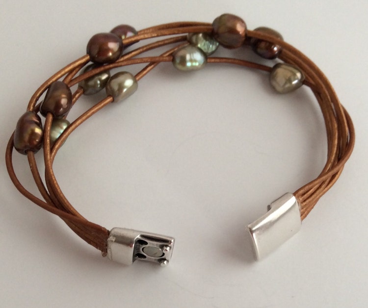 Leather Bracelet 5 Strand Leather Bracelet by FallviewJewelry