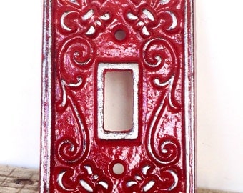 Red Light Switch Plate - Lightswitch Cover - Red Wall Decor - Wall Accents - Light Switch Cover - Lightswitch Plate - French Country Decor
