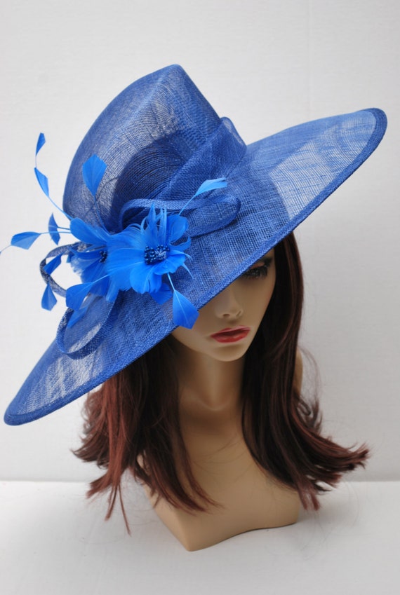 Royal Blue Derby Hat Easter Hat Church hat Tea by QueenSugarBee