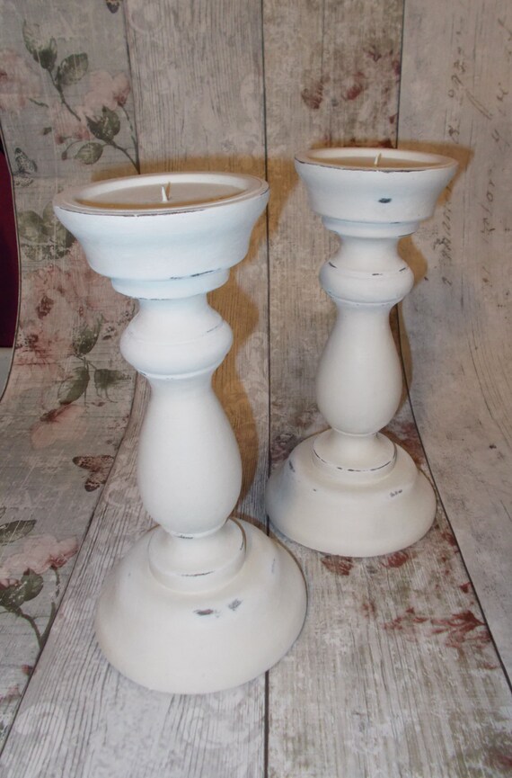 pair of solid wood candlesticks shabby chic candlesticks pair of solid wood candlesticks shabby chic candlesticks