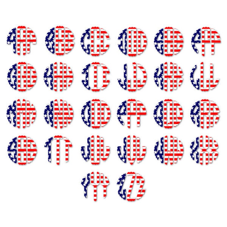 Download Usa Flag Scalloped Circle Round Monogram Cuttable by ...