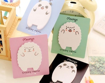 Moongs Sheep & Panda Sticky Notes / Cute Sticky Notes / Kawaii Sticky Notes / Cute Panda Sheep Sticky Notes / Stationary / Korean Stationery
