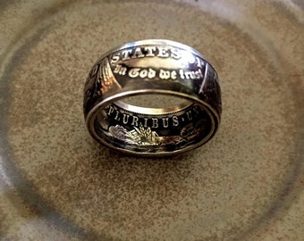 Morgan Dollar Silver Coin Ring Double Sided Vintage Men's Ring