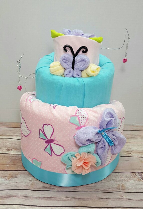 Sale Butterfly diaper cake topsy turvy diaper cake girl
