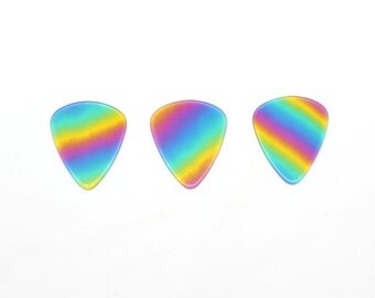 3 x Rainbow Guitar Picks Plectrums Celluloid Great For Making Jewellery
