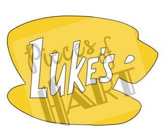 SALE!!! Yellow Gilmore Girls Luke's Diner adhesive vinyl decal with cut out text for windows, cups, mugs, and more perfect for a party