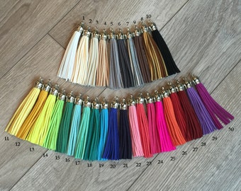Leather Tassels, suede tassels, 85 mm fringe tassels, tassel charms, jewelry tassels, small fringe tassels, 3 1/2 inch fringe tassels, DIY