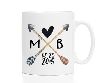Custom Engagement Mug / Custom Wedding Mug / Custom Anniversary Mug / Arrow Mug / Personalized Mug / Wedding Gift / Anniversary Gift
