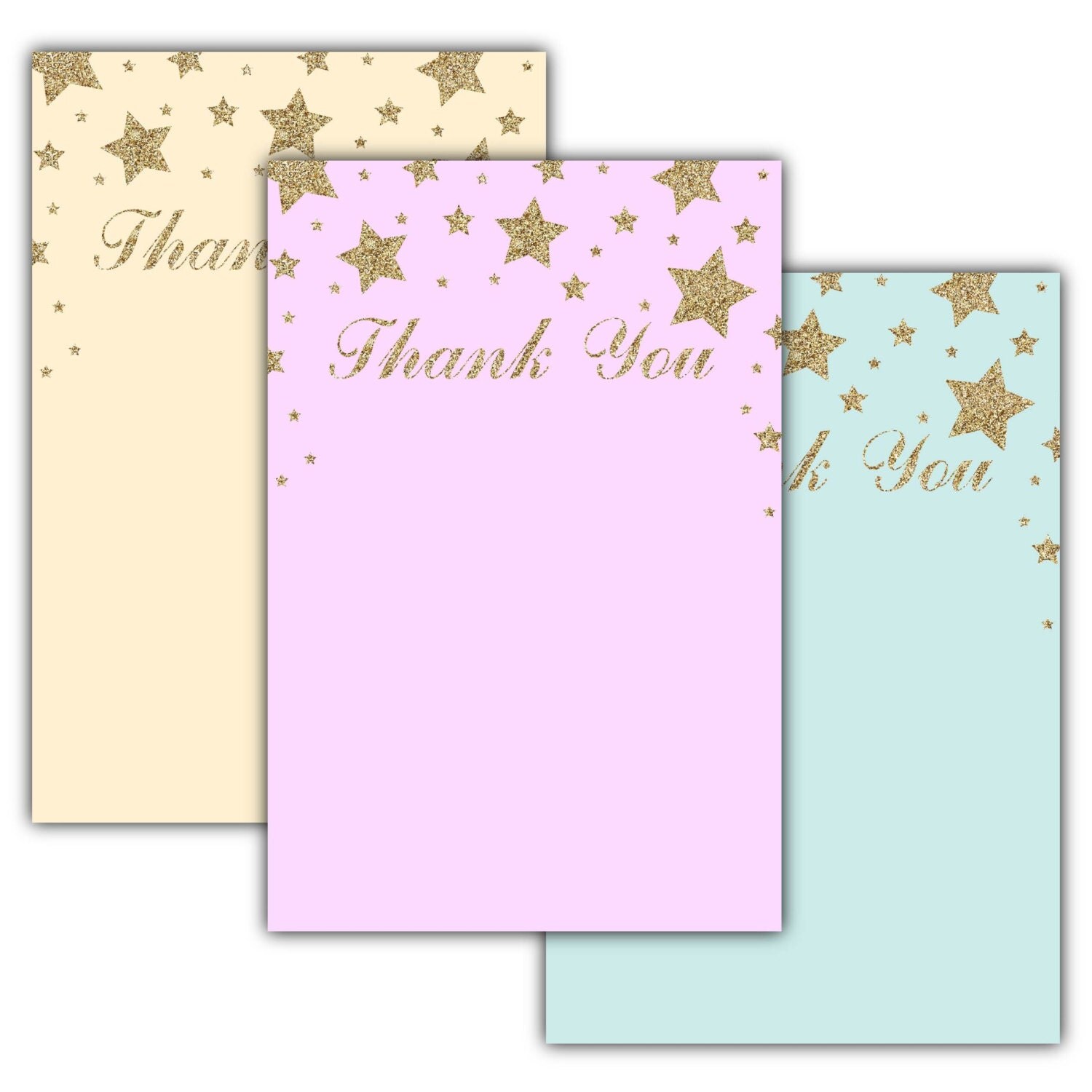 Star Thank You Card Printable Gold Star Thank You Note Card