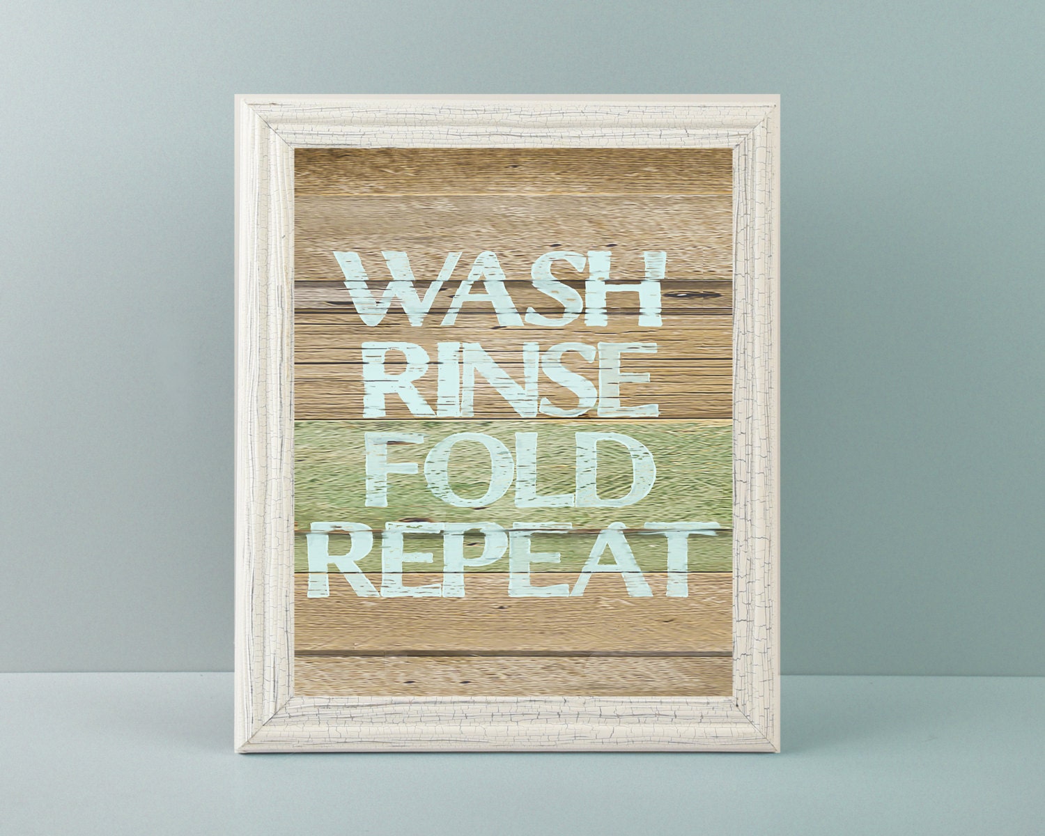 rustic laundry room art print wash rinse fold repeat quote